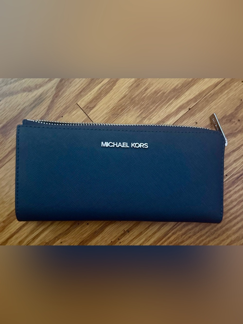 Michael Kors blue Saffiano Zip Wallet for Men